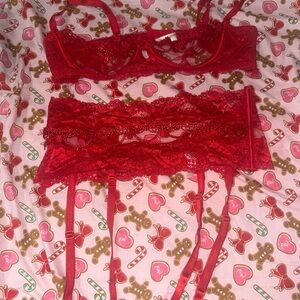 Elegant Red Lace Lingerie Set